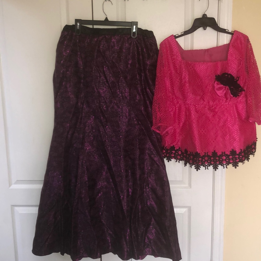 Handmade 2pcs top and damask 8 pieces skirt NWOT